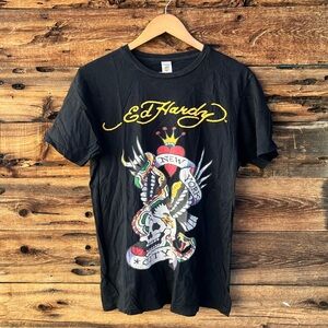 ED HARDY | Black Graphic T-Shirt for Men L